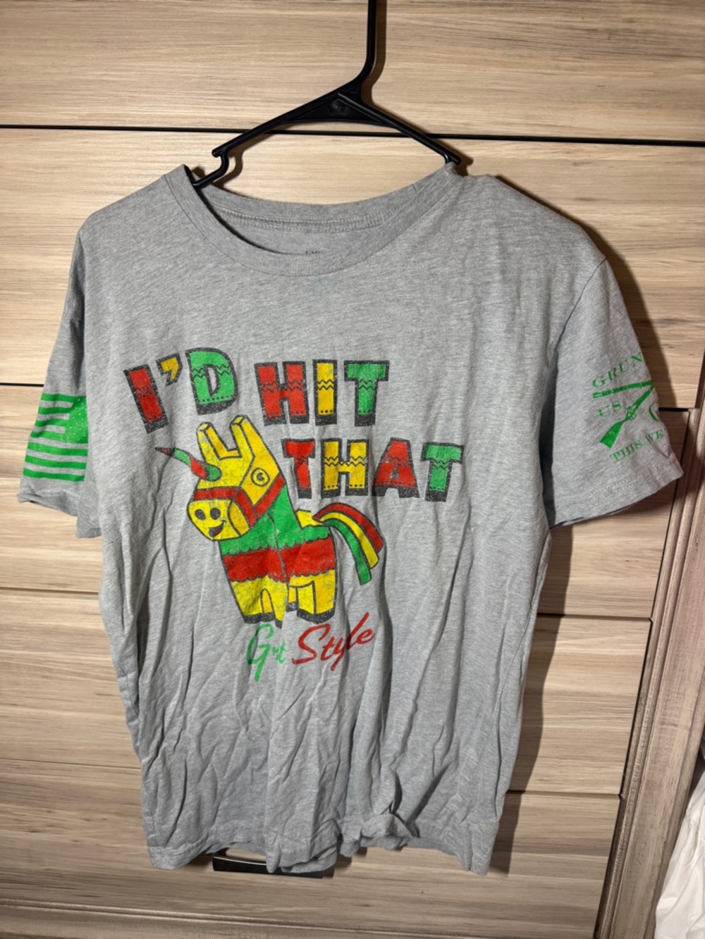 Grunt Style Gray Short Sleeve Tee with Multicolor Piñata Graphic